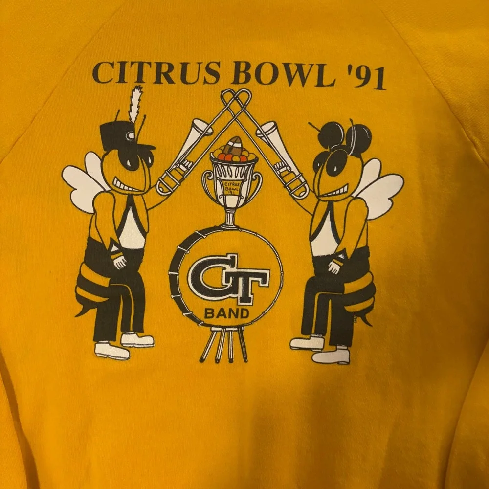 Vintage 90s Georgia Tech University 1991 Citrus Bowl Band Crewneck Sweatshirt Lg